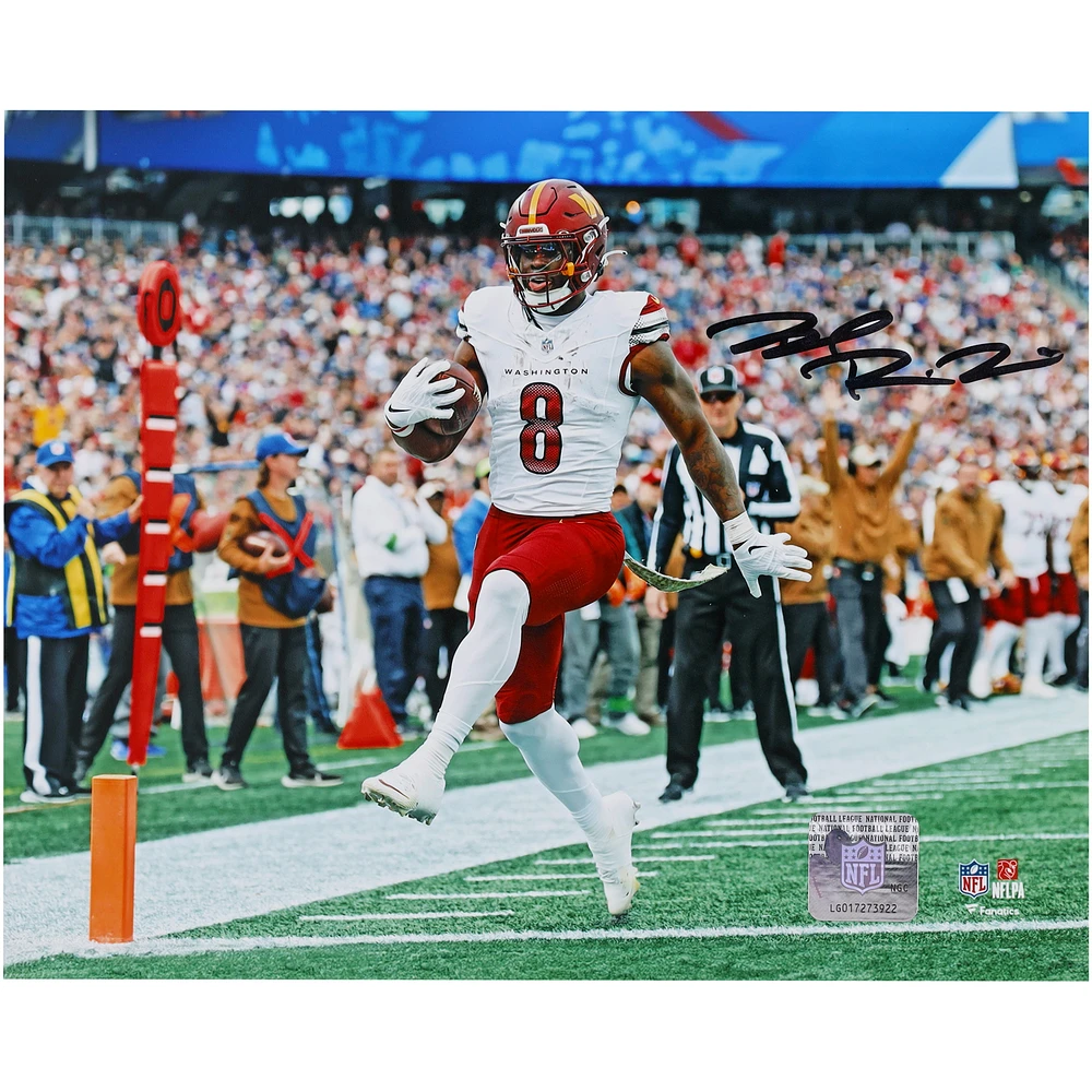 Brian Robinson Jr. Washington Commanders Autographed 8" x 10" White Jersey Touchdown Photograph