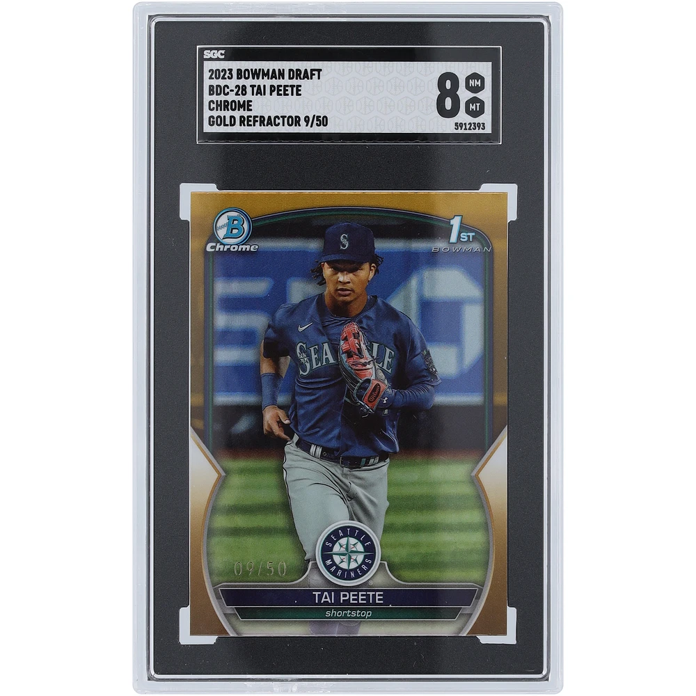 Tai Peete Seattle Mariners 2023 Bowman Chrome Draft 1st Bowman Gold #BDC-28 #9/50 SGC Authenticated 8 Card