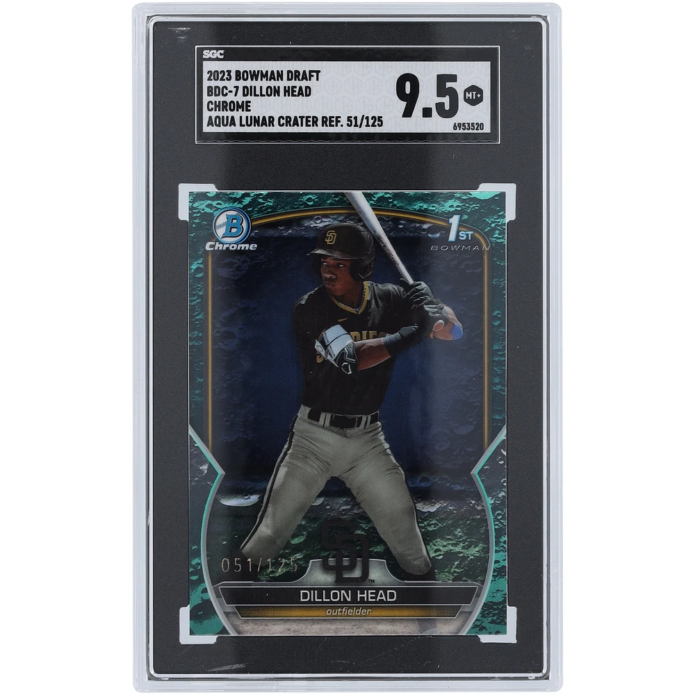 Dillon Head San Diego Padres 2023 Bowman Chrome Draft 1st Bowman Aqua Lunar #BDC-7 #51/125 SGC Authenticated 9.5 Card