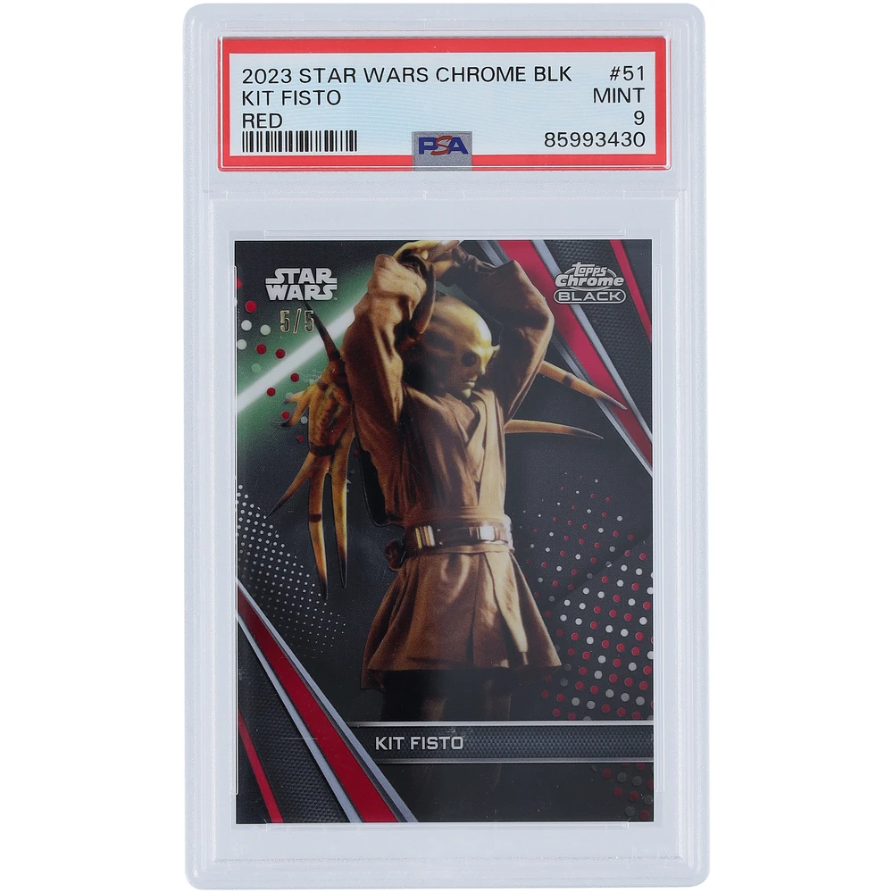 Kit Fisto Star Wars 2023 Topps Star Wars Chrome Black Red Refractor #51 #5/5 PSA Authenticated 9 Card