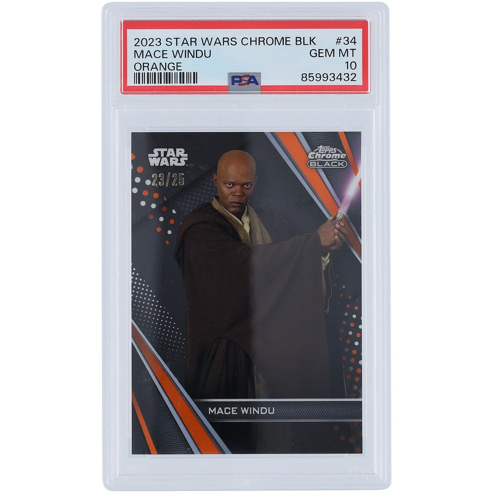 Mace Windu 2023 Topps Star Wars Chrome Black Orange Refractor #34 #23/25 PSA Authenticated 10 Card