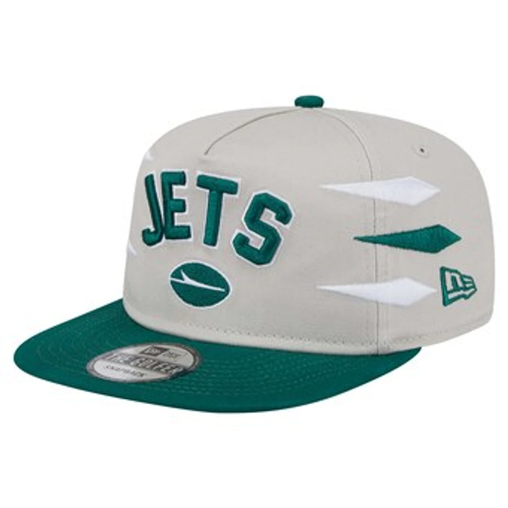 Men's New Era Stone/Green New York Jets Athletic Golfer Snapback Hat