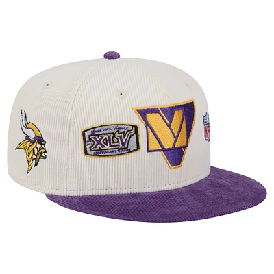 Men's New Era Cream/Purple Minnesota Vikings Corduroy 59FIFTY Fitted Hat