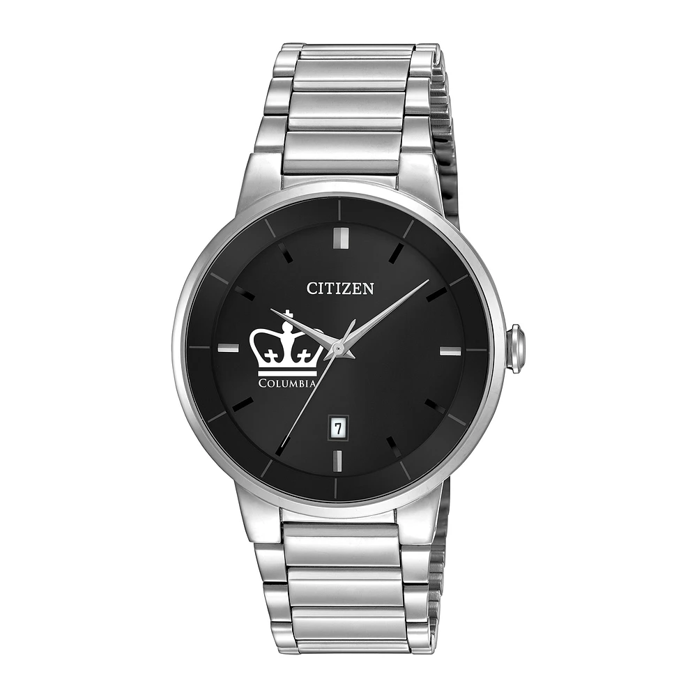 Men's Citizen Watch Silver Columbia University Black Dial Stainless Steel Watch