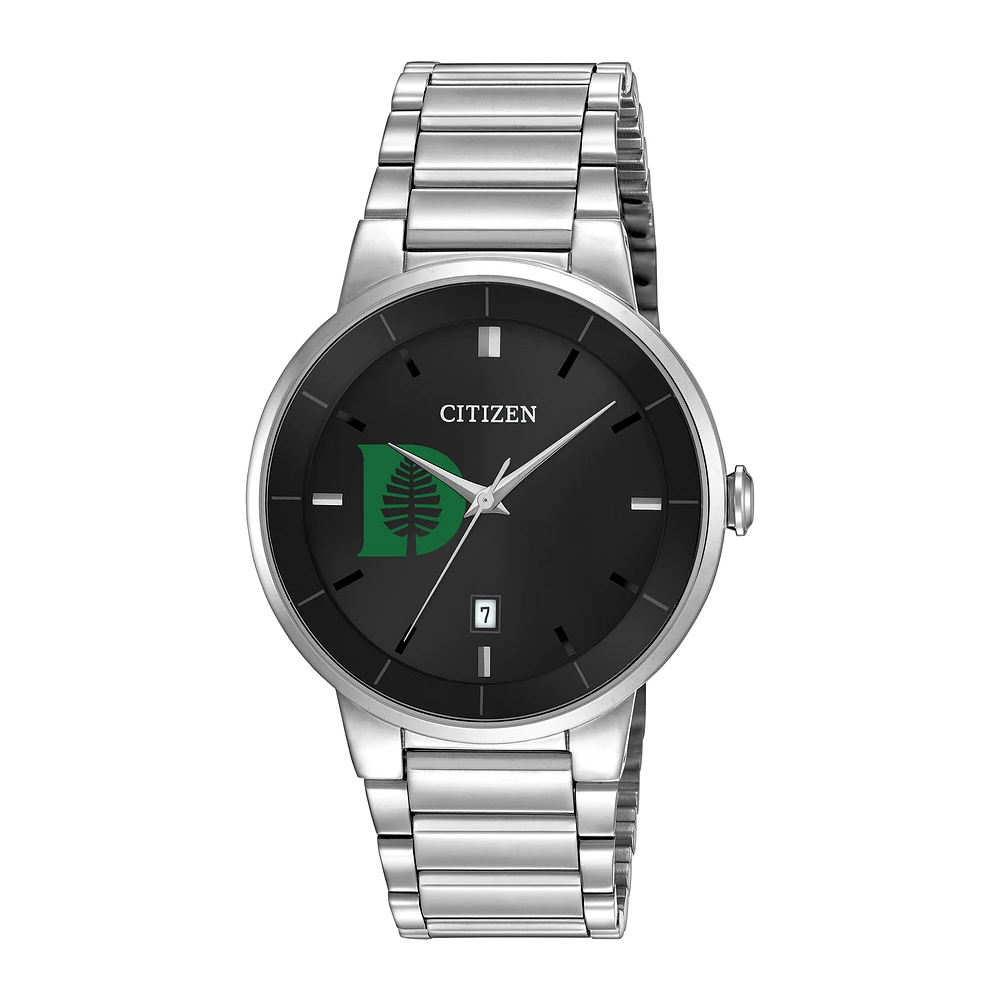 Men's Citizen Watch Silver Dartmouth Big Green Black Dial Stainless Steel Watch