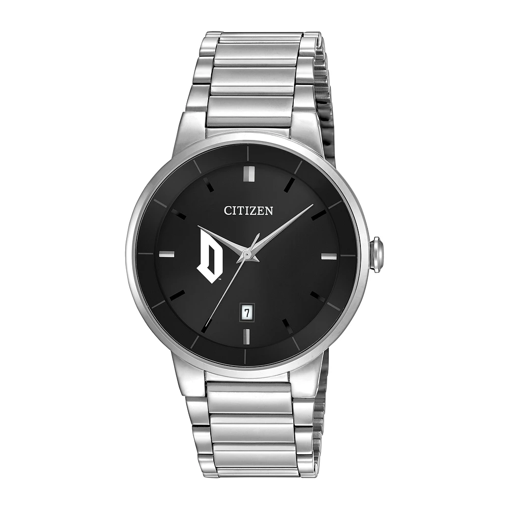 Men's Citizen Watch Silver Duquesne Dukes Black Dial Stainless Steel Watch