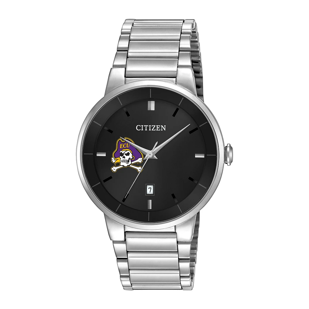 Men's Citizen Watch Silver ECU Pirates Black Dial Stainless Steel Watch