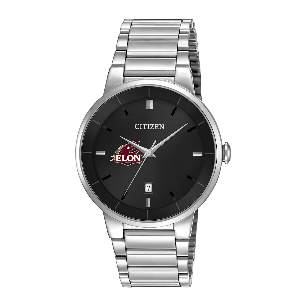 Men's Citizen Watch Silver Elon Phoenix Black Dial Stainless Steel Watch