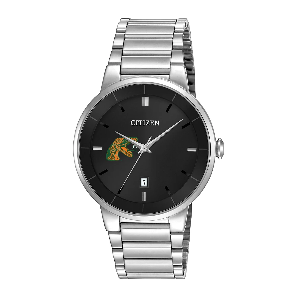 Men's Citizen Watch Silver Florida A&M Rattlers Black Dial Stainless Steel Watch