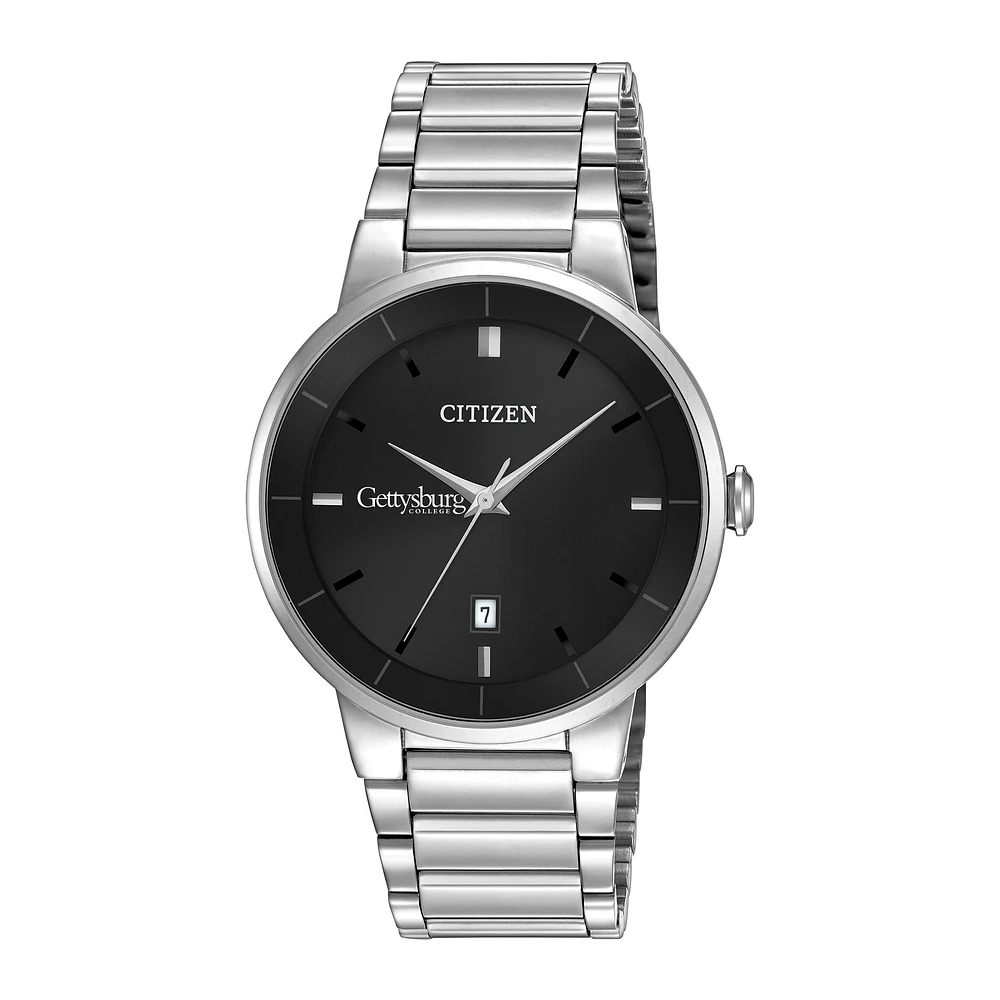 Men's Citizen Watch Silver Gettysburg Bullets Black Dial Stainless Steel Watch