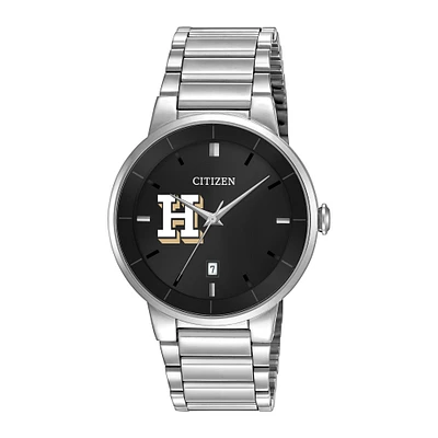 Men's Citizen Watch Silver Hamilton Continentals Black Dial Stainless Steel Watch