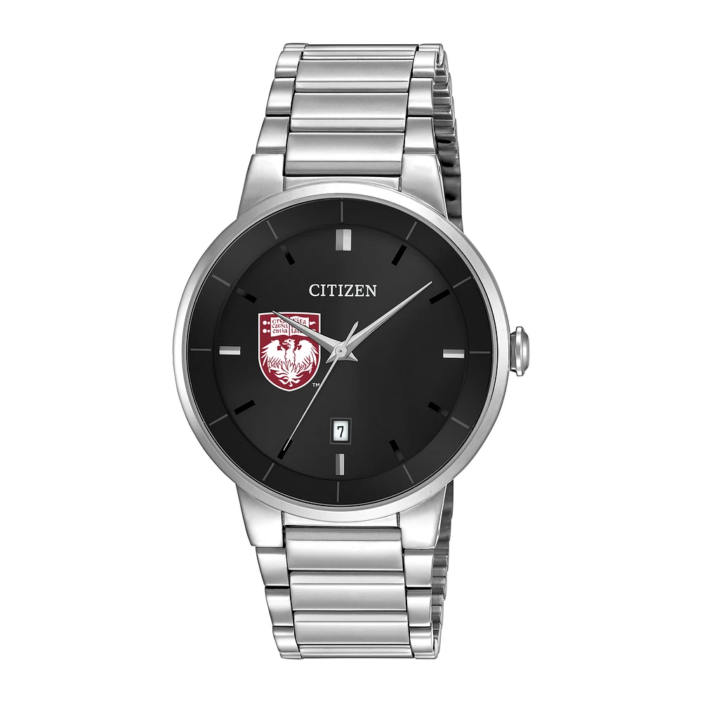 Men's Citizen Watch Silver UChicago Maroons Black Dial Stainless Steel Watch
