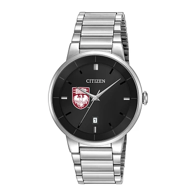 Men's Citizen Watch Silver UChicago Maroons Black Dial Stainless Steel Watch