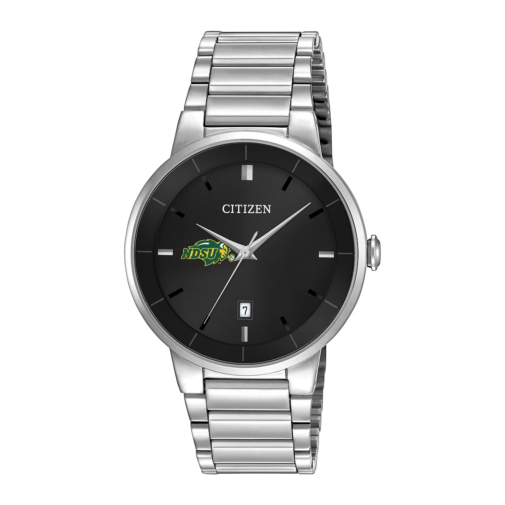 Men's Citizen Watch Silver NDSU Bison Black Dial Stainless Steel Watch