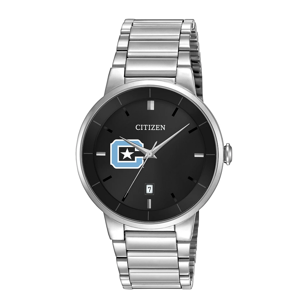 Men's Citizen Watch Silver Citadel Bulldogs Black Dial Stainless Steel Watch