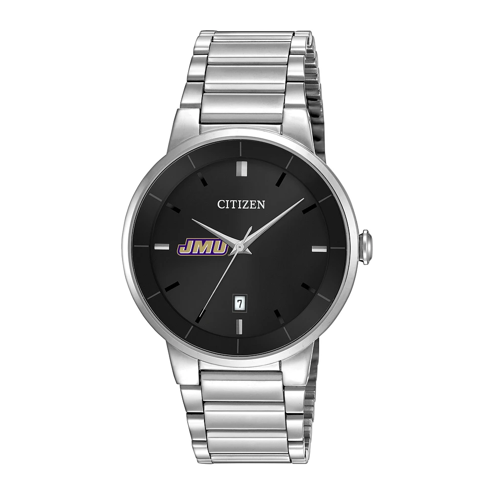 Men's Citizen Watch Silver James Madison Dukes Black Dial Stainless Steel Watch