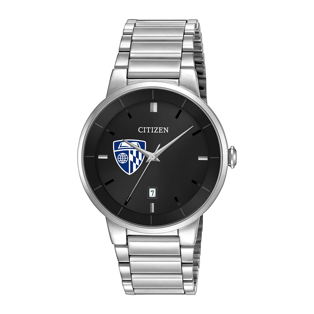 Men's Citizen Watch Silver Johns Hopkins Blue Jays Black Dial Stainless Steel Watch