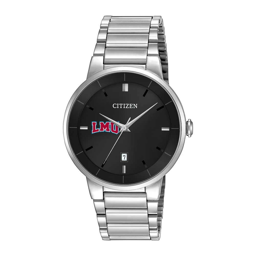 Men's Citizen Watch Silver Loyola Marymount Lions Black Dial Stainless Steel Watch