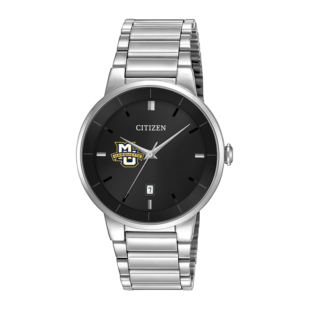 Men's Citizen Watch Silver Marquette Golden Eagles Black Dial Stainless Steel Watch