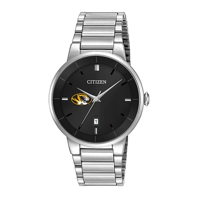Men's Citizen Watch Silver Missouri Tigers Black Dial Stainless Steel Watch