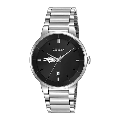 Men's Citizen Watch Silver Nevada Wolf Pack Black Dial Stainless Steel Watch