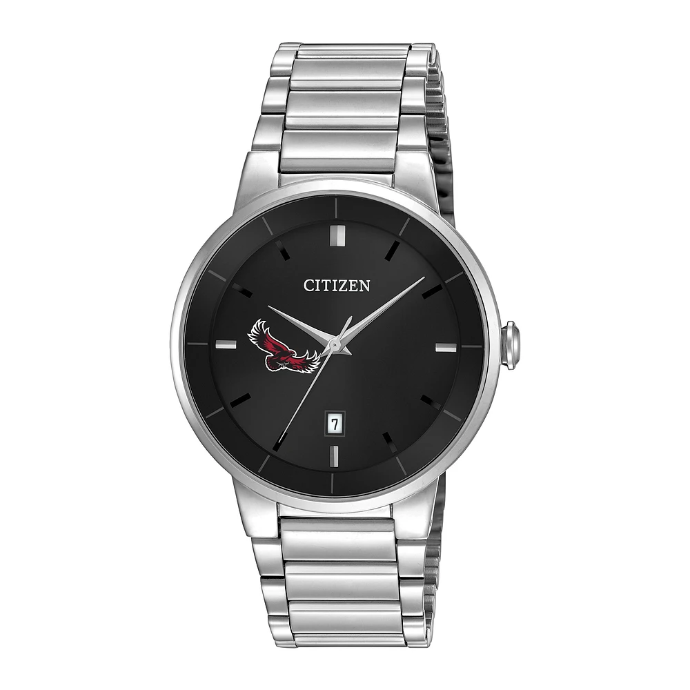 Men's Citizen Watch Silver Saint Joseph's Hawks Black Dial Stainless Steel Watch