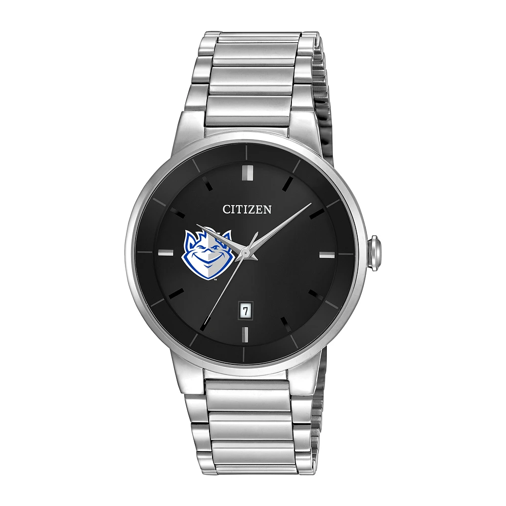 Men's Citizen Watch Silver Saint Louis Billikens Black Dial Stainless Steel Watch