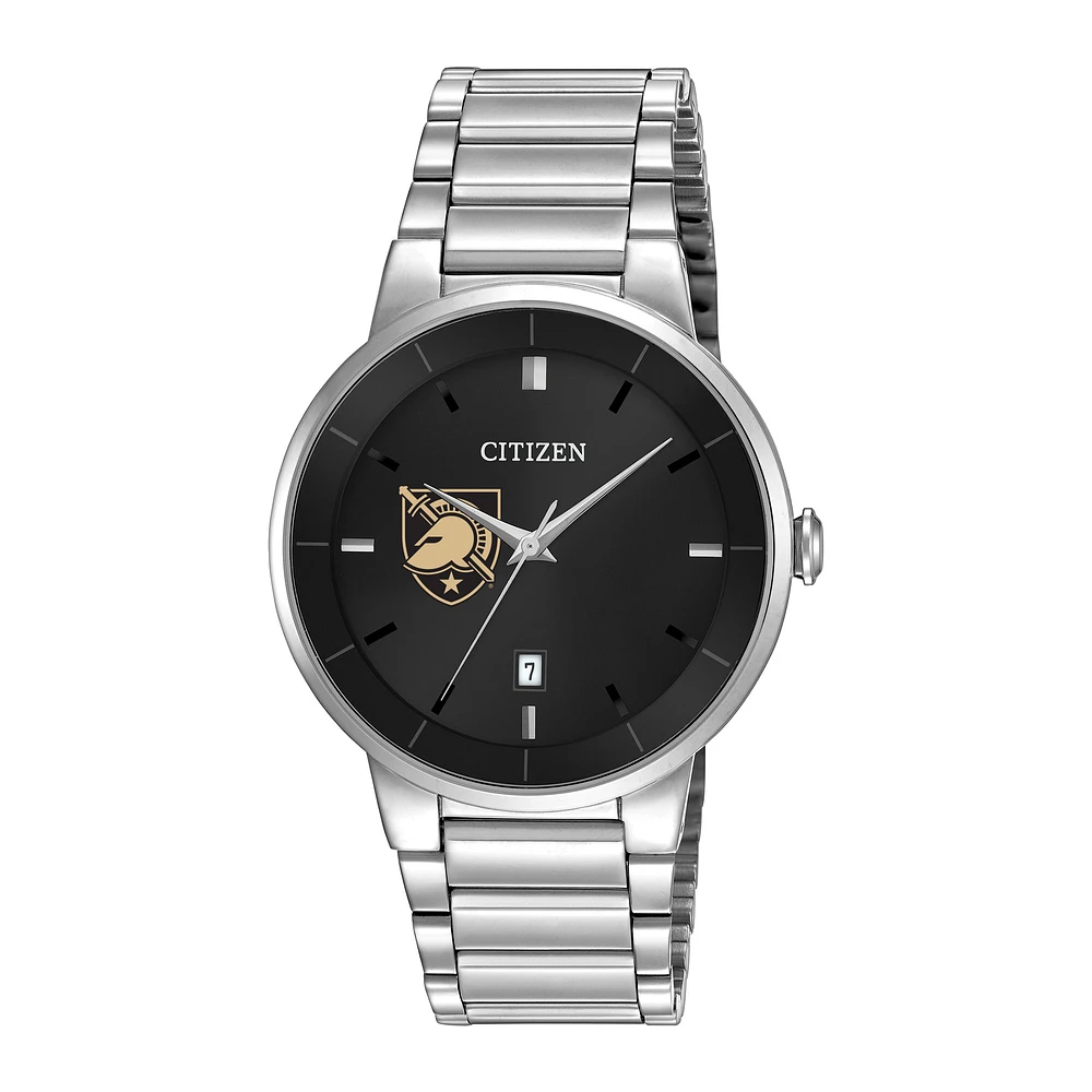 Men's Citizen Watch Silver Army Black Knights Black Dial Stainless Steel Watch