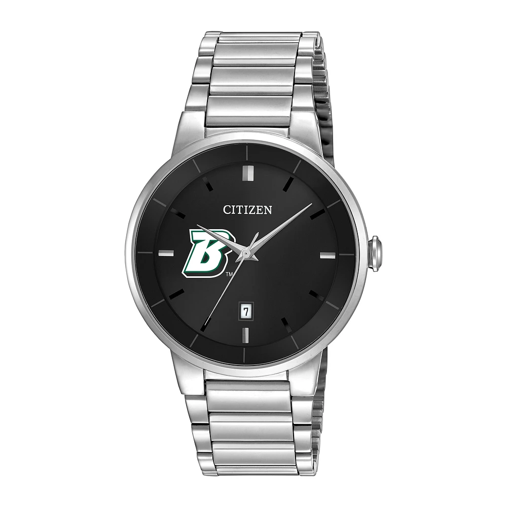 Men's Citizen Watch Silver Binghamton Bearcats Black Dial Stainless Steel Watch