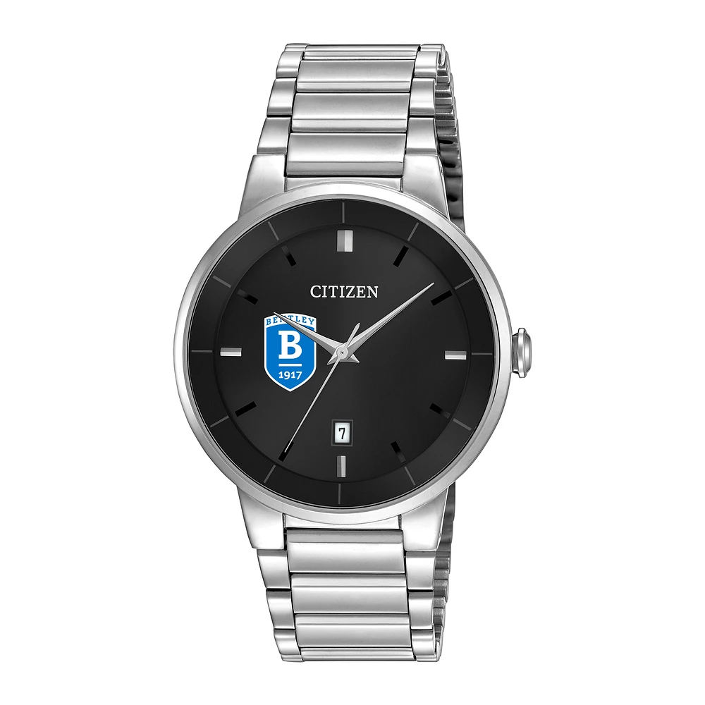 Men's Citizen Watch Silver Bentley Falcons Black Dial Stainless Steel Watch
