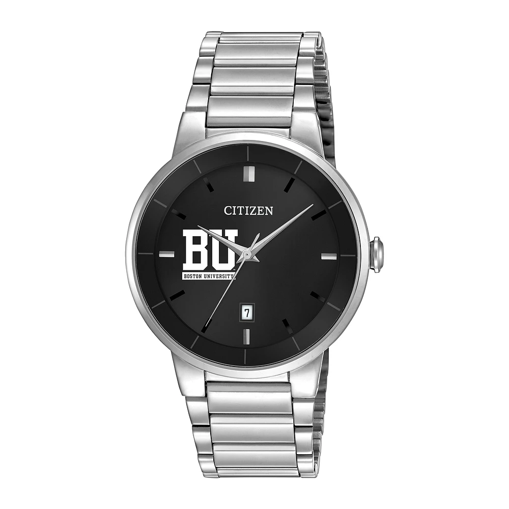 Men's Citizen Watch Silver Boston University Black Dial Stainless Steel Watch