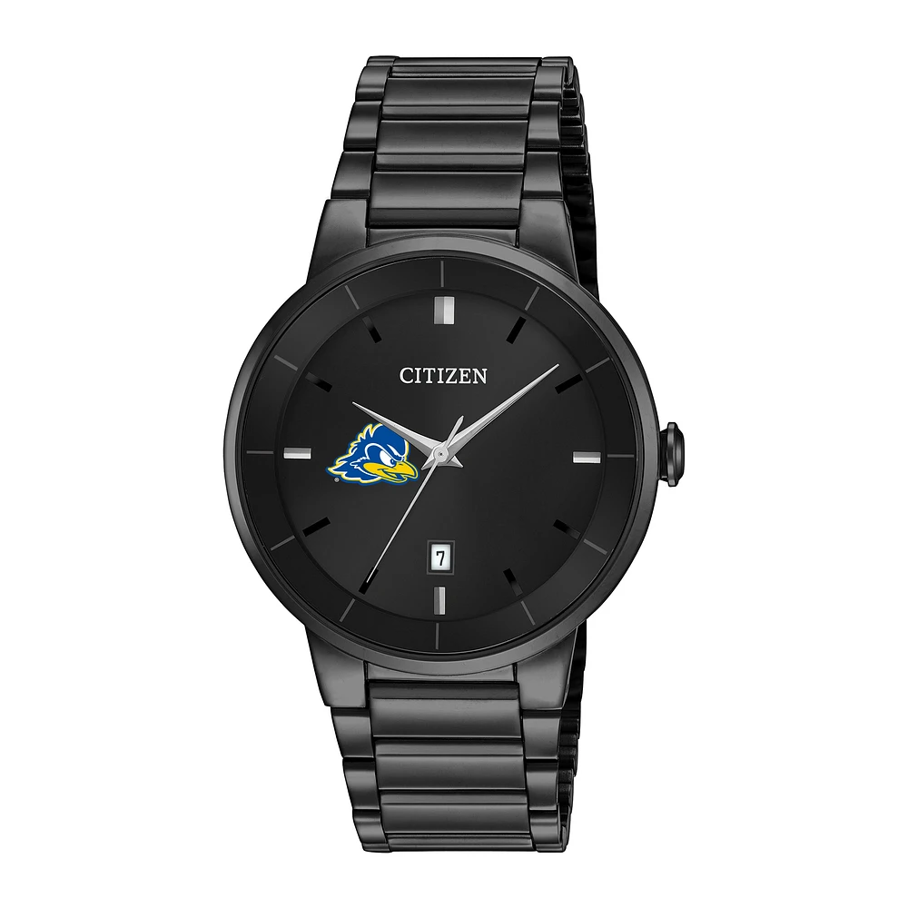 Men's Citizen Watch Delaware Fightin' Blue Hens Black Dial Stainless Steel Watch