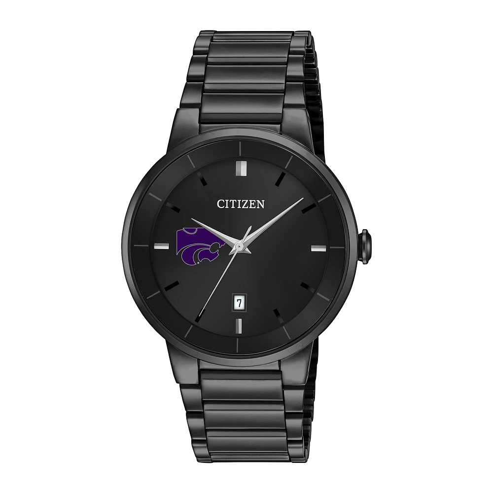 Men's Citizen Watch Kansas State Wildcats Black Dial Stainless Steel Watch