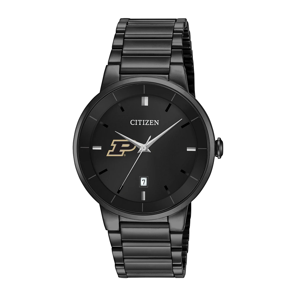 Men's Citizen Watch Purdue Boilermakers Black Dial Stainless Steel Watch