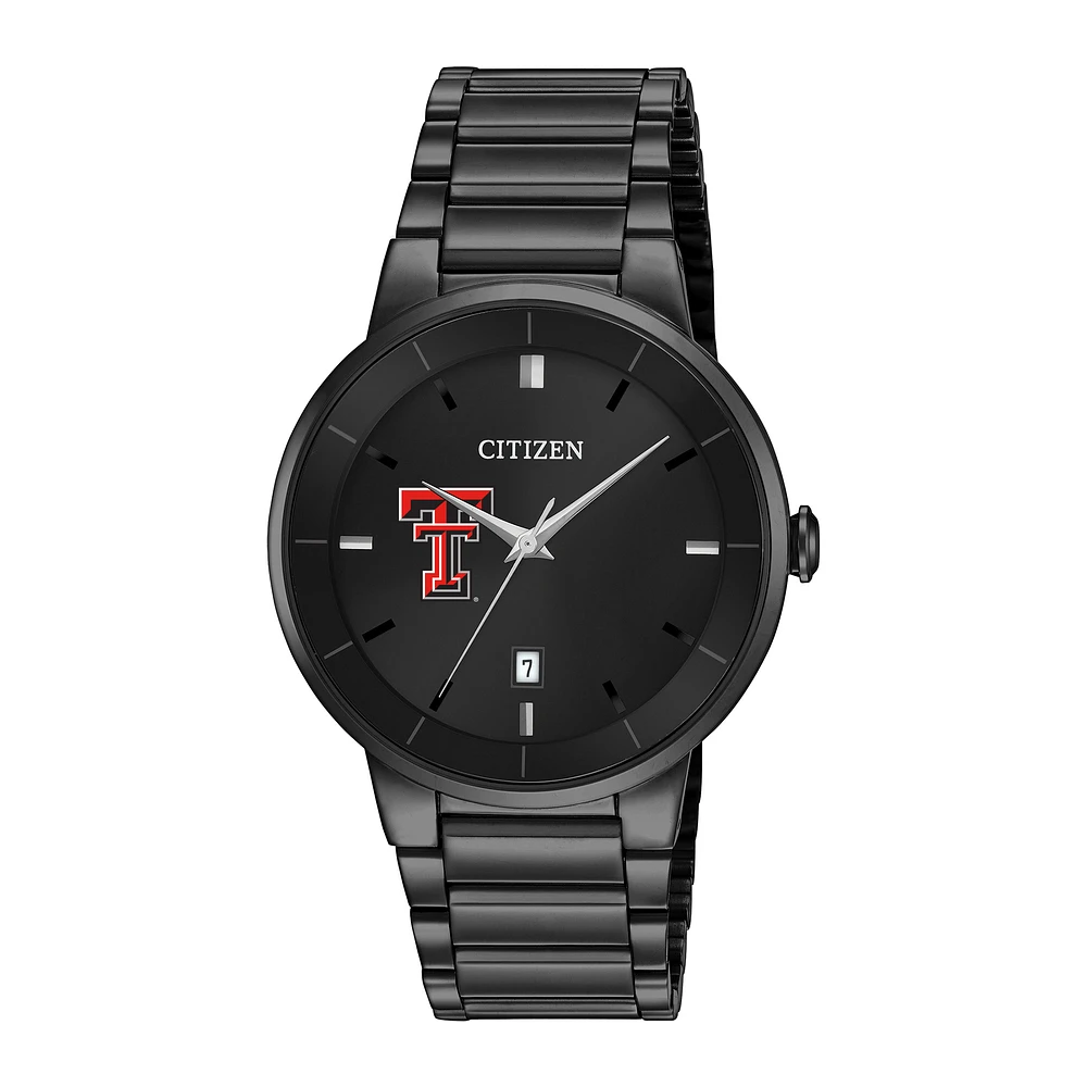 Men's Citizen Watch Texas Tech Red Raiders Black Dial Stainless Steel Watch