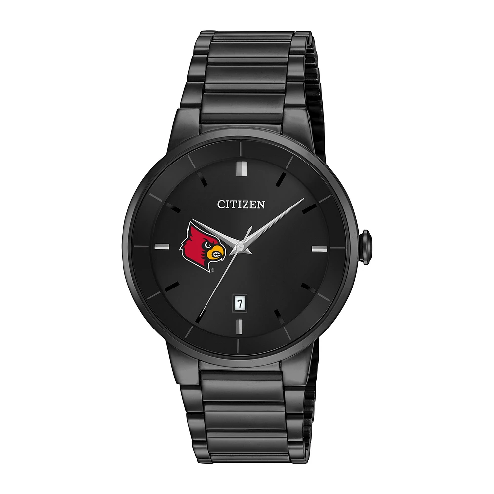 Men's Citizen Watch Louisville Cardinals Black Dial Stainless Steel Watch