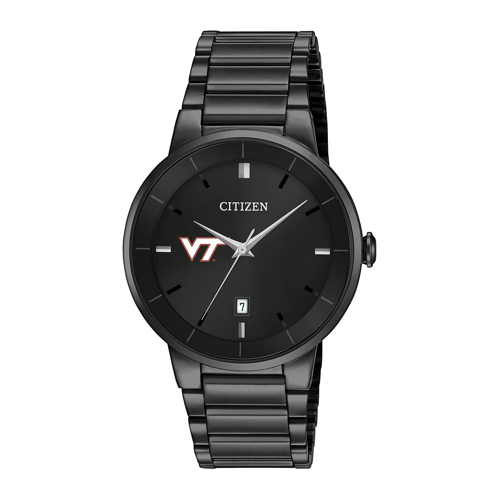 Men's Citizen Watch Virginia Tech Hokies Black Dial Stainless Steel Watch