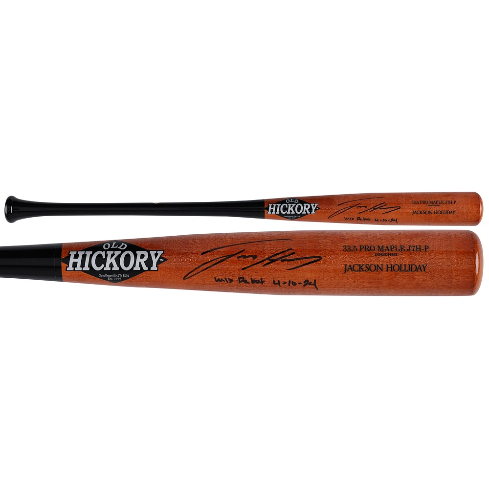 Jackson Holliday Baltimore Orioles Autographed Old Hickory Game Model Bat "MLB Debut 4-10-24" Inscription