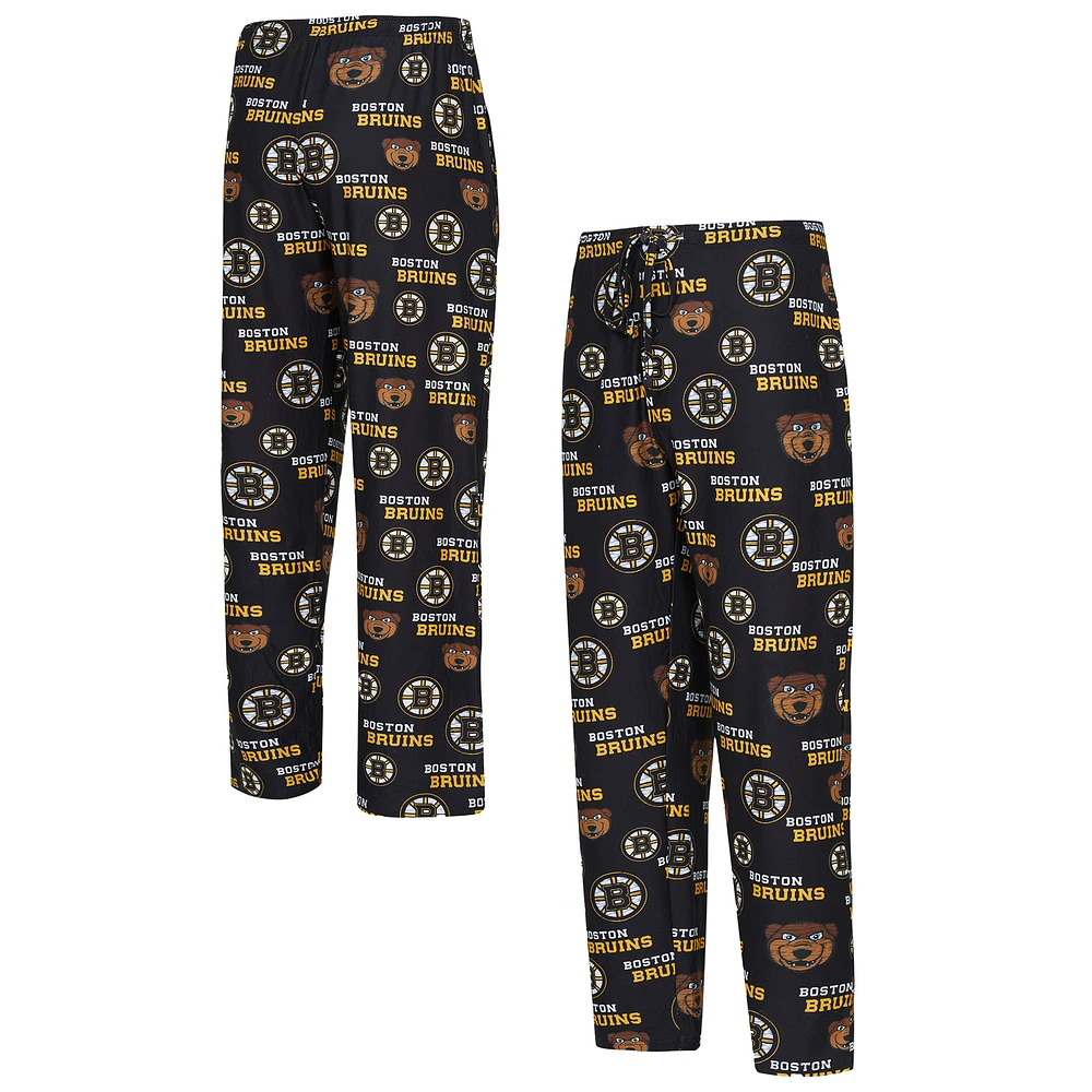 Men's Concepts Sport Black Boston Bruins All Over Print Knit Pants