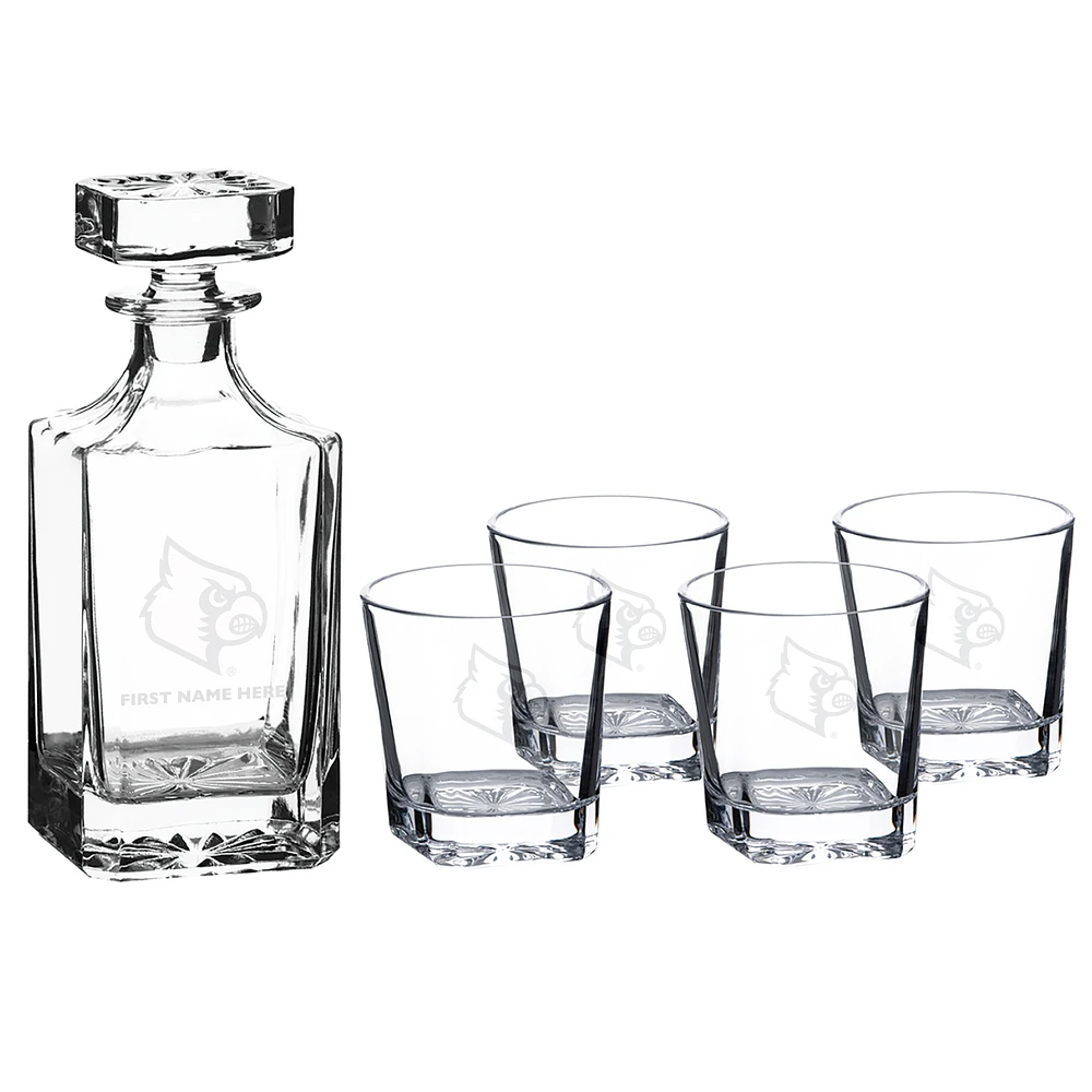 Louisville Cardinals Five-Piece Personalized Decanter Set