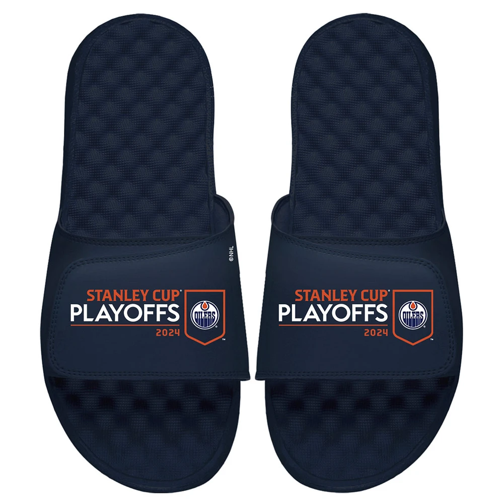 Youth ISlide Navy Edmonton Oilers 2024 Stanley Cup Playoffs Slide Sandals