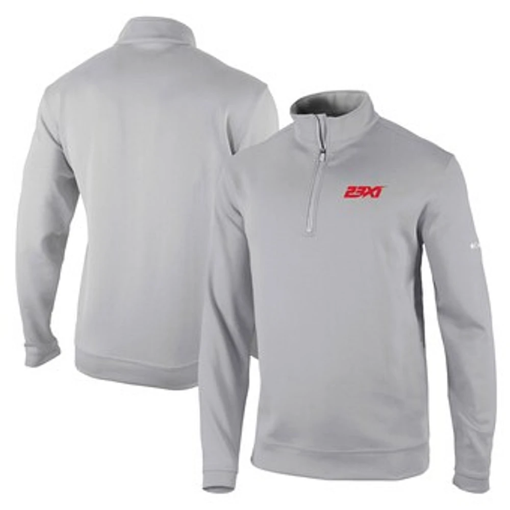 Men's Columbia Gray 23XI Racing Omni-Wick Wickhams Hills Quarter-Zip Pullover Top