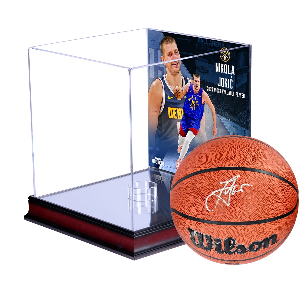 Nikola Jokic Denver Nuggets Autographed Wilson Authentic Series Indoor/Outdoor Basketball with 2024 NBA MVP Mahogany Sublimated Display Case