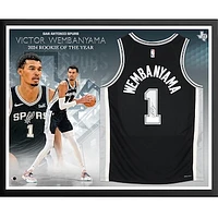 Victor Wembanyama San Antonio Spurs Framed Autographed Black Nike Icon Edition Swingman 2024 NBA Rookie of the Year Jersey Collage