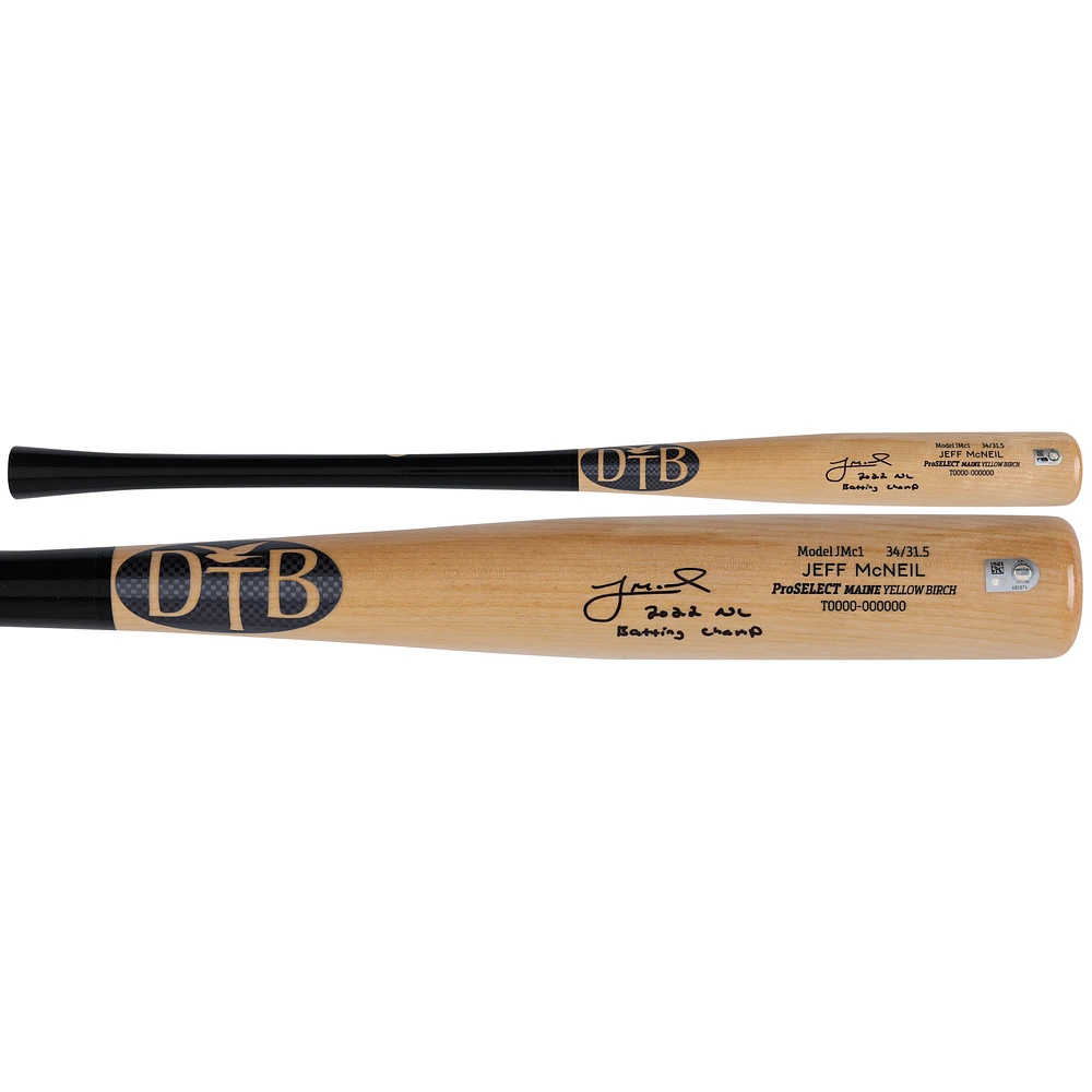Jeff McNeil New York Mets Autographed Dove Tail Game Model Bat with "2022 NL Batting Champ" Inscription