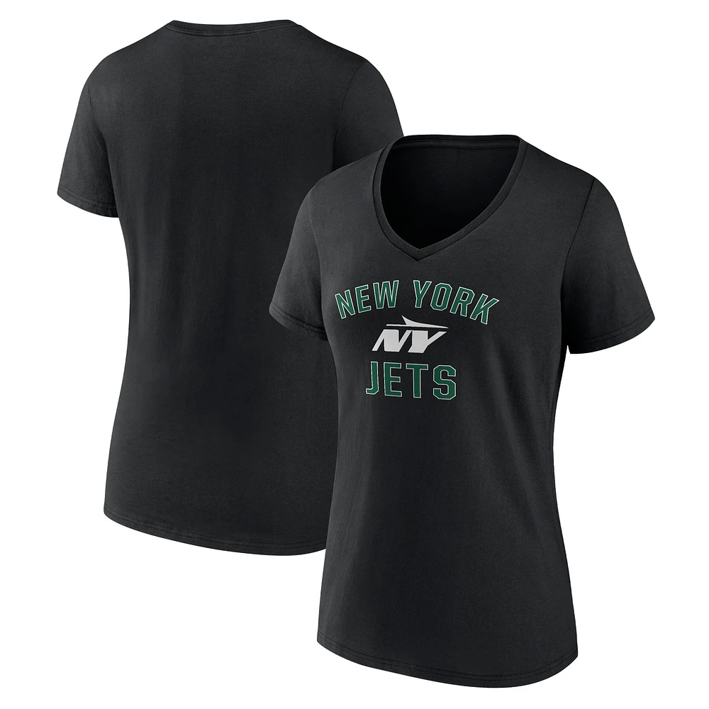 Women's Black New York Jets Victory Arch V-Neck T-Shirt