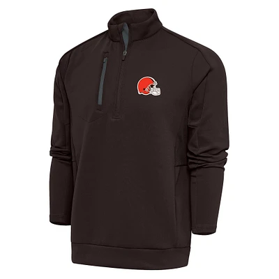 Men's Antigua Brown Cleveland Browns Generation Quarter-Zip Pullover Top