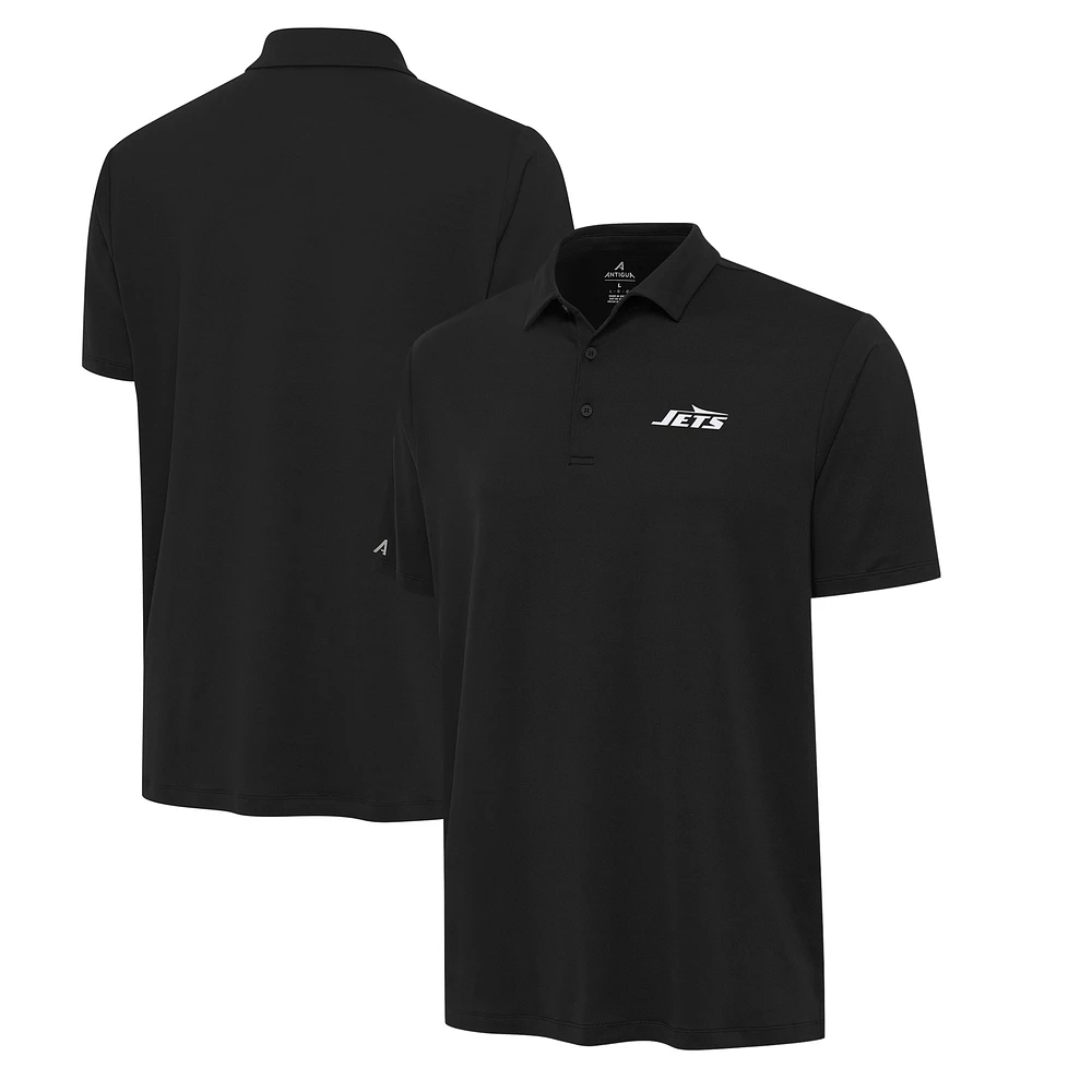 Men's Antigua Black New York Jets Reprocess Polo