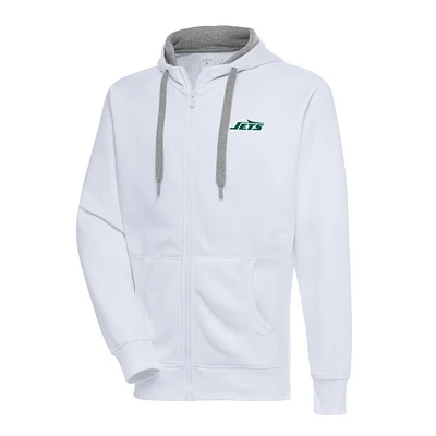 Men's Antigua  White New York Jets Big & Tall Victory Full-Zip Hoodie