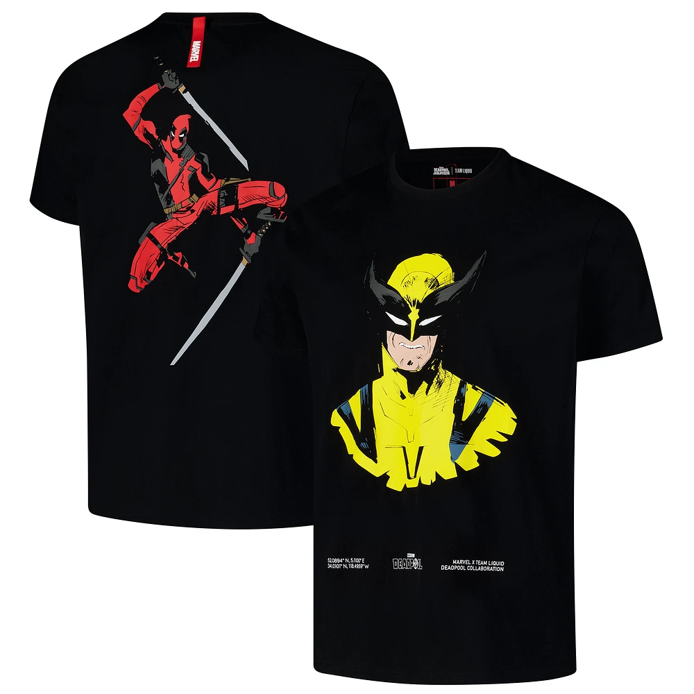 Unisex Team Liquid Black Wolverine & Deadpool T-Shirt